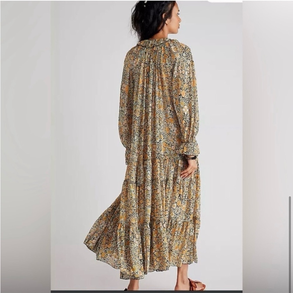 Free People Feeling Groovy Floral Boho  Ruffle Oversize Tiered Maxi dress - Picture 5 of 16